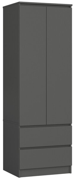 Ak furniture Šatní skříň STAR S 60 cm 2 dveře 2 zásuvky grafitově šedá