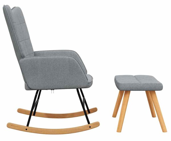 Houpací křeslo se stoličkou světle šedé textil 328018