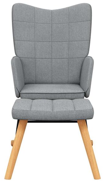Houpací křeslo se stoličkou světle šedé textil 328018