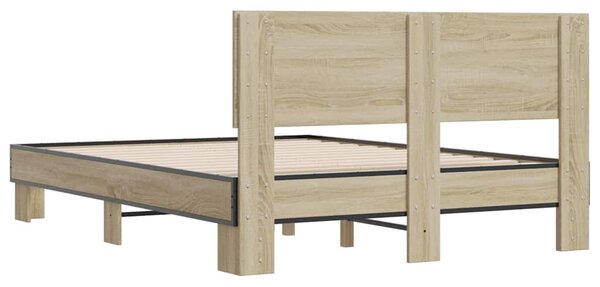 Rám postele dub sonoma 140 x 190 cm kompozitní dřevo a kov 3280213