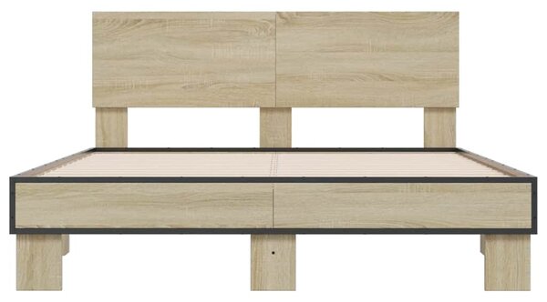 Rám postele dub sonoma 140 x 190 cm kompozitní dřevo a kov 3280213
