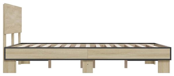 Rám postele dub sonoma 140 x 190 cm kompozitní dřevo a kov 3280213
