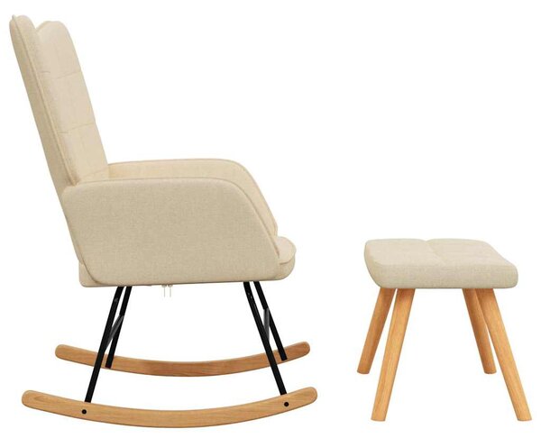 Houpací křeslo se stoličkou krémově textil 328020