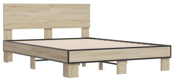 Rám postele dub sonoma 140 x 190 cm kompozitní dřevo a kov 3280213