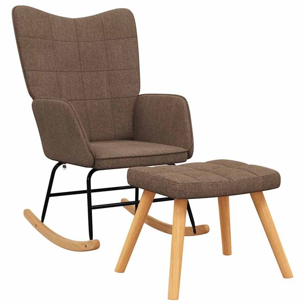 Houpací křeslo se stoličkou hnědé textil 328021