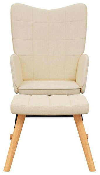 Houpací křeslo se stoličkou krémově textil 328020