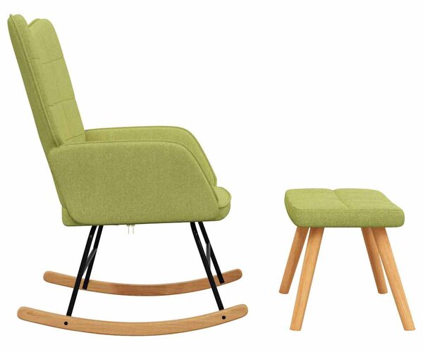 Houpací křeslo se stoličkou zelené textil 328023