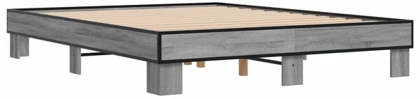 Rám postele šedý sonoma 150 x 200 cm kompozitní dřevo a kov 3280235