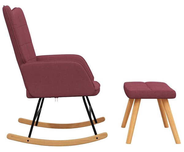 Houpací křeslo se stoličkou vínové textil 328026