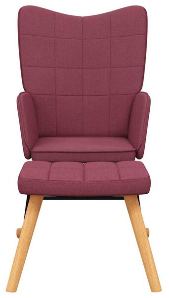 Houpací křeslo se stoličkou vínové textil 328026