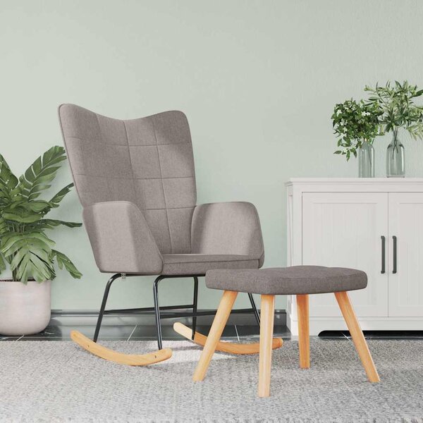 Houpací křeslo se stoličkou taupe textil 328027