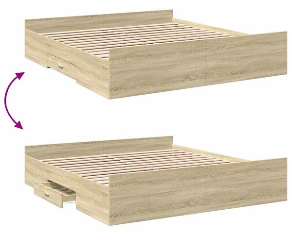 Rám postele se zásuvkami dub sonoma 200x200 cm kompozitní dřevo 3280267