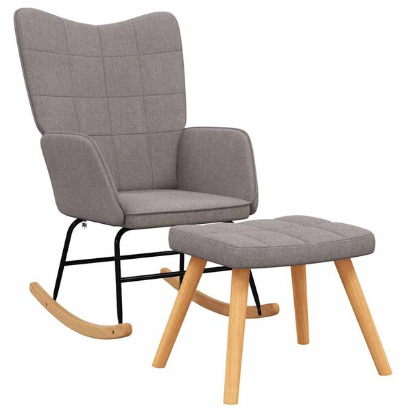 Houpací křeslo se stoličkou taupe textil 328027