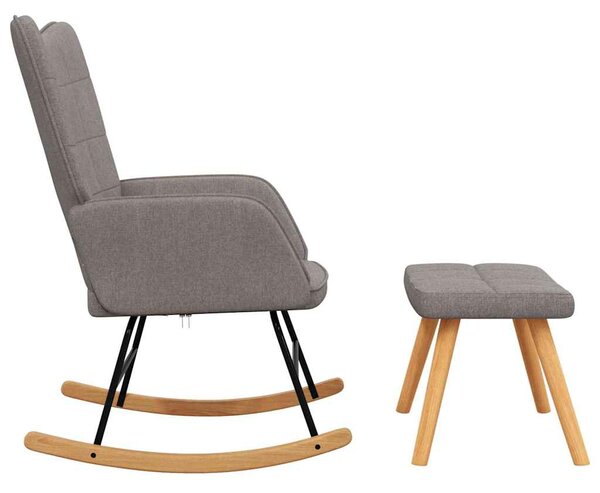 Houpací křeslo se stoličkou taupe textil 328027