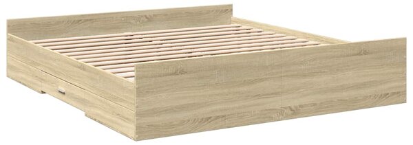 Rám postele se zásuvkami dub sonoma 200x200 cm kompozitní dřevo 3280267