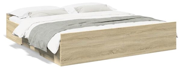 Rám postele se zásuvkami dub sonoma 200x200 cm kompozitní dřevo 3280267