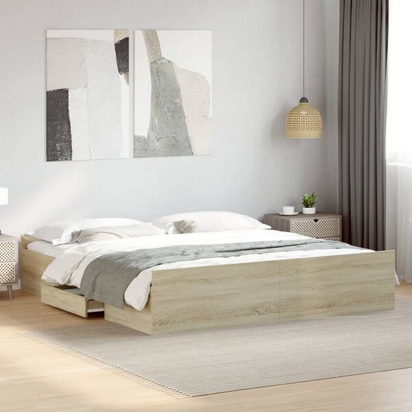 Rám postele se zásuvkami dub sonoma 180x200 cm kompozitní dřevo 3280274
