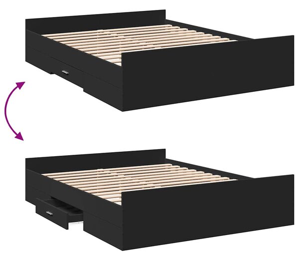 Rám postele se zásuvkami černý 150 x 200 cm kompozitní dřevo 3280287