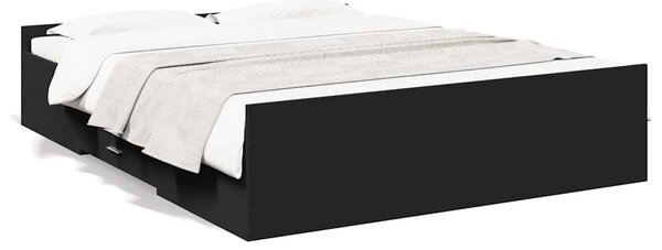Rám postele se zásuvkami černý 150 x 200 cm kompozitní dřevo 3280287