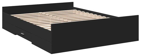 Rám postele se zásuvkami černý 150 x 200 cm kompozitní dřevo 3280287
