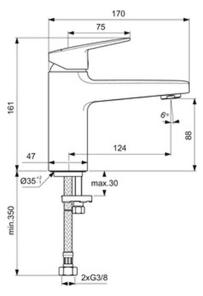 Ideal Standard Ceraplan umyvadlová baterie stojící chrom BD222AA