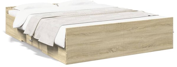 Rám postele se zásuvkami dub sonoma 140x200 cm kompozitní dřevo 3280295