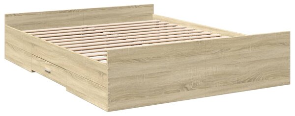 Rám postele se zásuvkami dub sonoma 140x200 cm kompozitní dřevo 3280295