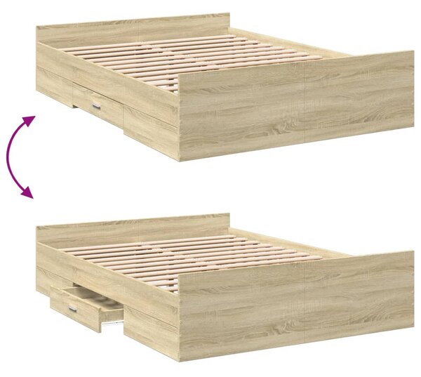Rám postele se zásuvkami dub sonoma 140x190 cm kompozitní dřevo 3280309