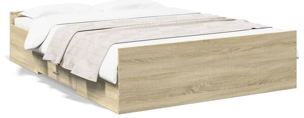 Rám postele se zásuvkami dub sonoma 140x190 cm kompozitní dřevo 3280309