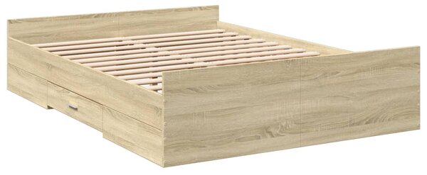 Rám postele se zásuvkami dub sonoma 140x190 cm kompozitní dřevo 3280309