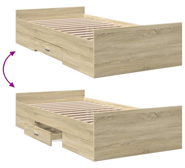 Rám postele se zásuvkami dub sonoma 90x200 cm kompozitní dřevo 3280337