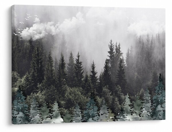 Obraz - Les s ilustrovanými prvky (70x50 cm)
