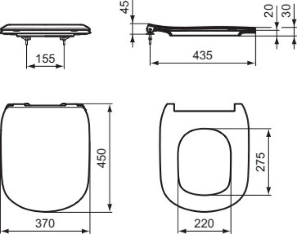 Ideal Standard Tesi wc mísa se sedátkem s pomalým sklápěním závěsná bez splachovacího kruhu bílá lesk T354601