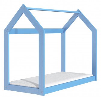 ČistéDřevo Dřevěná postel domeček 160 x 80 cm modrá + rošt