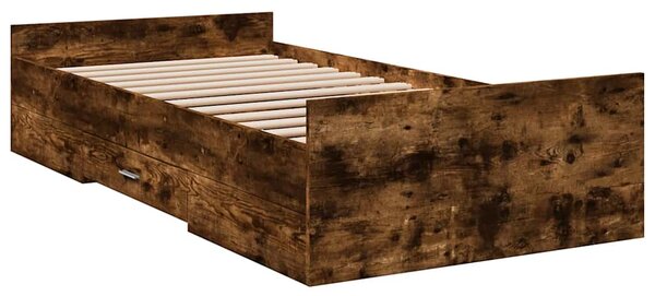 Rám postele se zásuvkami kouřový dub 75x190 cm kompozitní dřevo 3280353