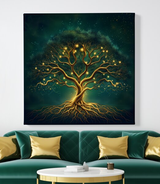 Obraz na plátně - Strom života Hvězdné spojení FeelHappy.cz Velikost obrazu: 40 x 40 cm