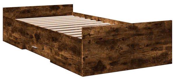 Rám postele se zásuvkami kouřový dub 75x190 cm kompozitní dřevo 3280353