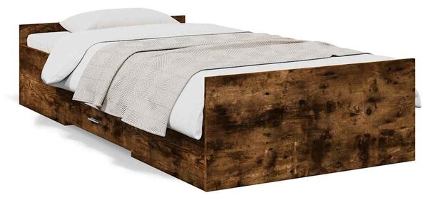 Rám postele se zásuvkami kouřový dub 75x190 cm kompozitní dřevo 3280353