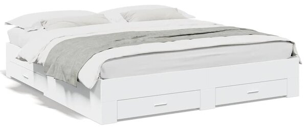 Rám postele se zásuvkami bílý 180 x 200 cm kompozitní dřevo 3280363