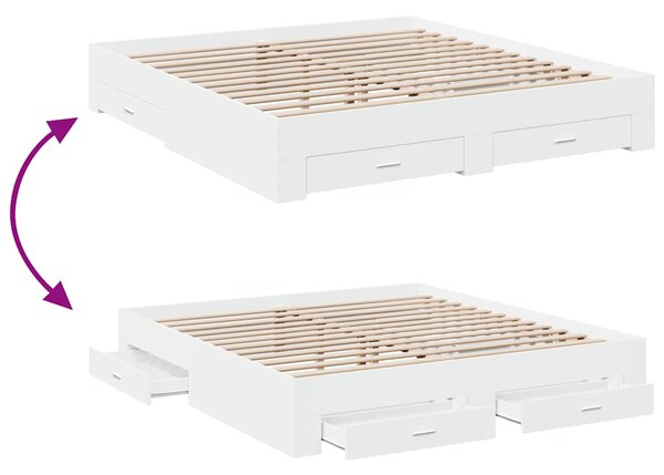 Rám postele se zásuvkami bílý 180 x 200 cm kompozitní dřevo 3280363
