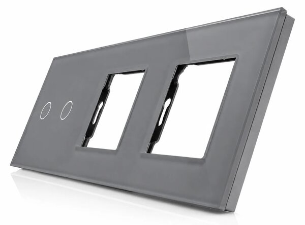 Skleněný panel pro dvojitý vypínač a 2 zásuvkové moduly ROON - R-2C/SR/SR-GR