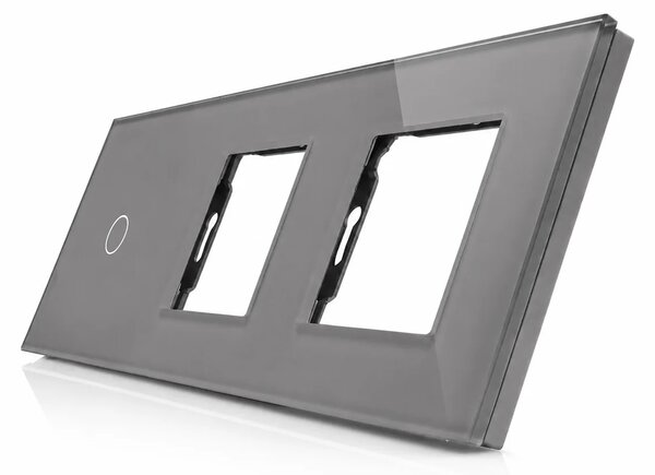 Skleněný panel pro jednoduchý vypínač a 2 zásuvkové moduly ROON - R-1C/SR/SR-GR