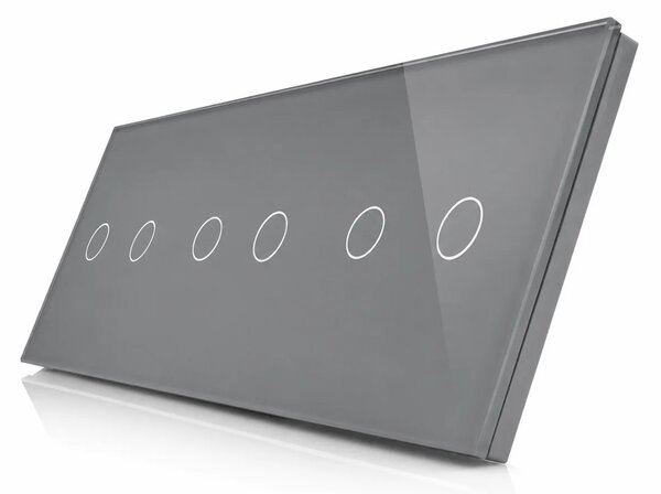 Skleněný panel pro 3 dvojité vypínače ROON - R-2C/2C/2C-GR