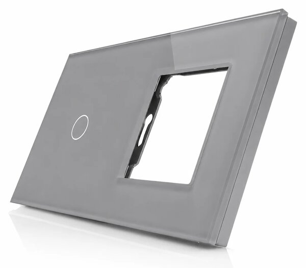 Skleněný panel pro jednoduchý vypínač a 1 zásuvkový modul ROON - R-1C/SR-GR