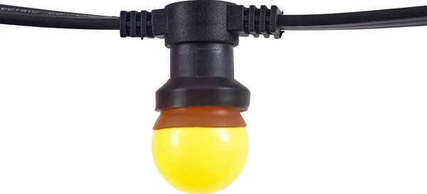 Černý propojovatelný světelný řetěz se zástrčkou, 14m, vč. 30 světel E27, IP64 - Lubber