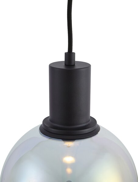 Designová závěsná lampa černá s duhovým sklem 20 cm - Mallon