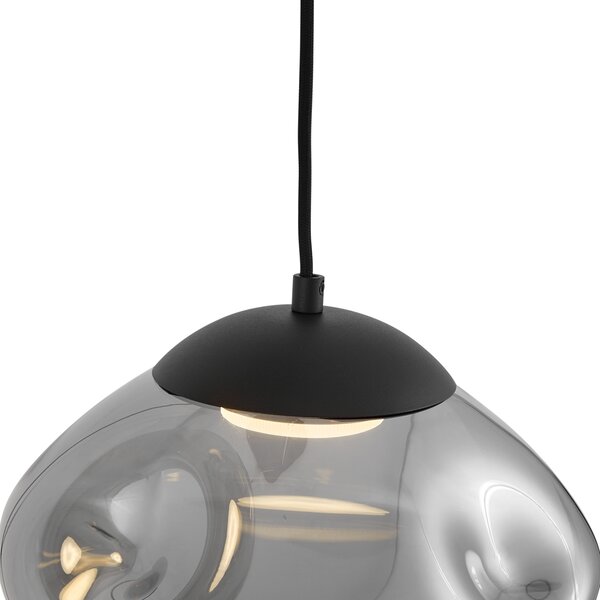 Designové závěsné svítidlo černé se 3 světly a kouřovým sklem - Gus