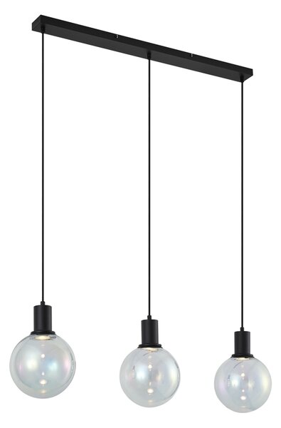 Designové závěsné svítidlo černé s duhovým sklem obdélníkové 3-světelné - Mallon