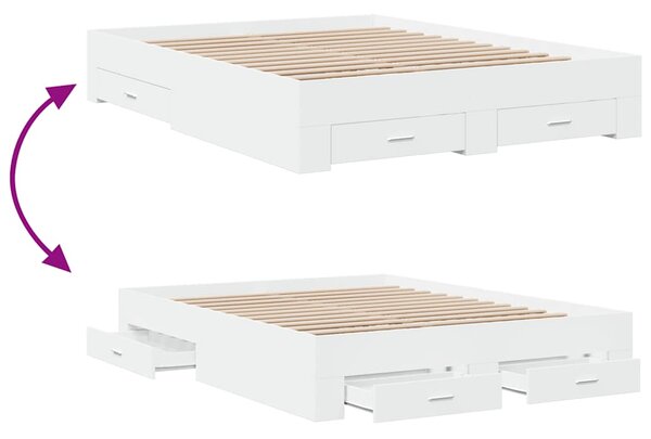 Rám postele se zásuvkami bílý 140 x 200 cm kompozitní dřevo 3280384