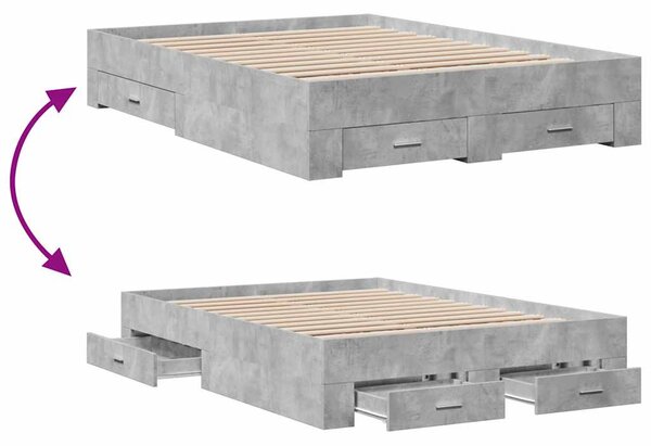 Rám postele se zásuvkami betonově šedý 120 x 200 cm kompozit 3280394